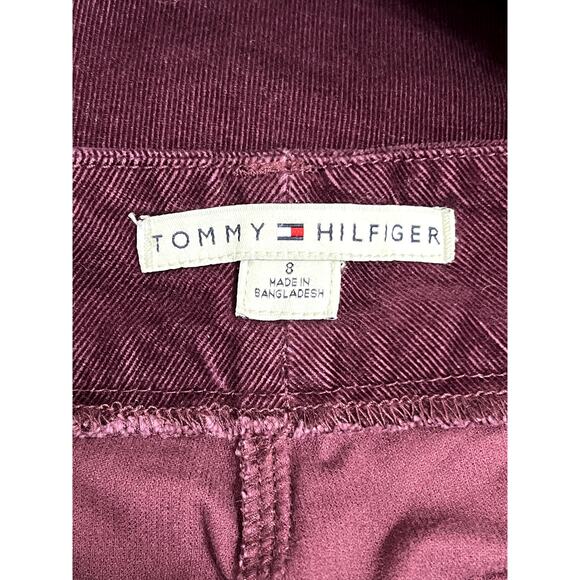 Tommy Hilfiger Dark Burgundy Maroon Wide Leg Corduroy Low Waisted Pants Size 8 - Picture 7 of 9
